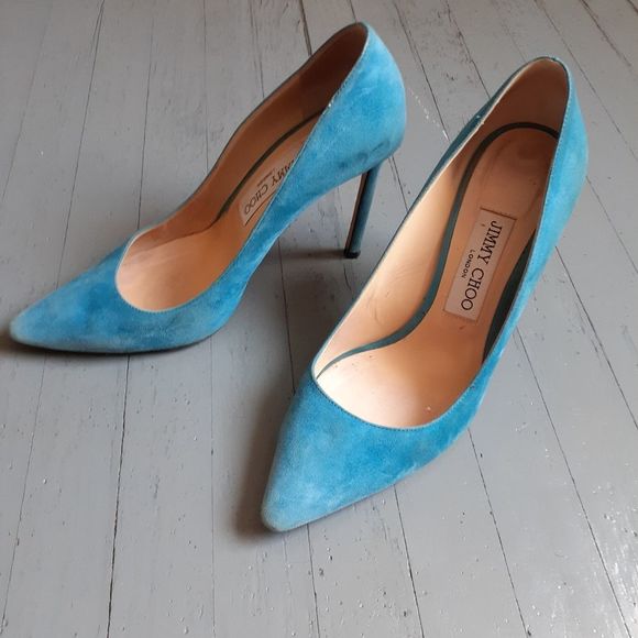 Jimmy Choo Romy 100 Suede Heels - Picture 2 of 16